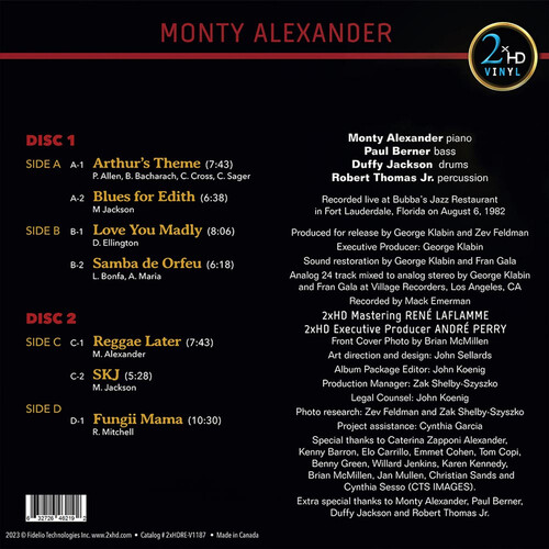 Monty Alexander Love You Madly: Live at Bubba's 45RPM (2 LP)