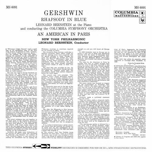 Leonhard Bernstein, New York Philharmonic & Columbia Symphony Orchestra Gershwin: Rhapsody In Blue & An American In Paris Master Quality Reel To Reel Tape (1 Reel)