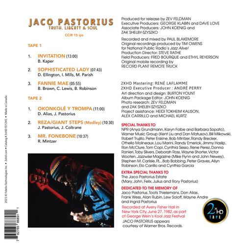 Jaco Pastorius Truth, Liberty & Soul: Live in NYC Master Quality Reel To Reel Tape (2 Reels)