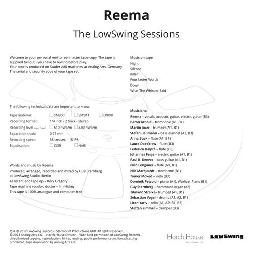 Reema The LowSwing Sessions Master Quality Reel To Reel Tape (1 Reel)