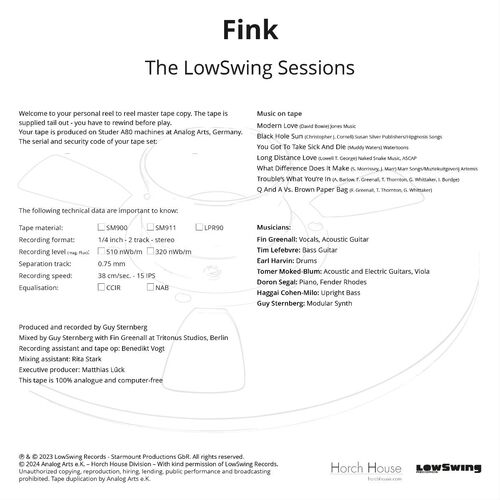 Fink The LowSwing Sessions Master Quality Reel To Reel Tape (1 Reel)